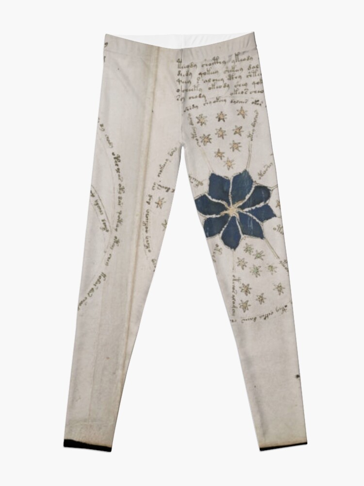 Alternate view of Voynich Manuscript. Illustrated codex hand-written in an unknown writing system Leggings