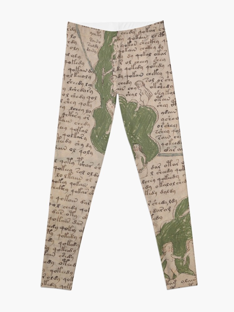 Alternate view of Voynich Manuscript. Illustrated codex hand-written in an unknown writing system Leggings
