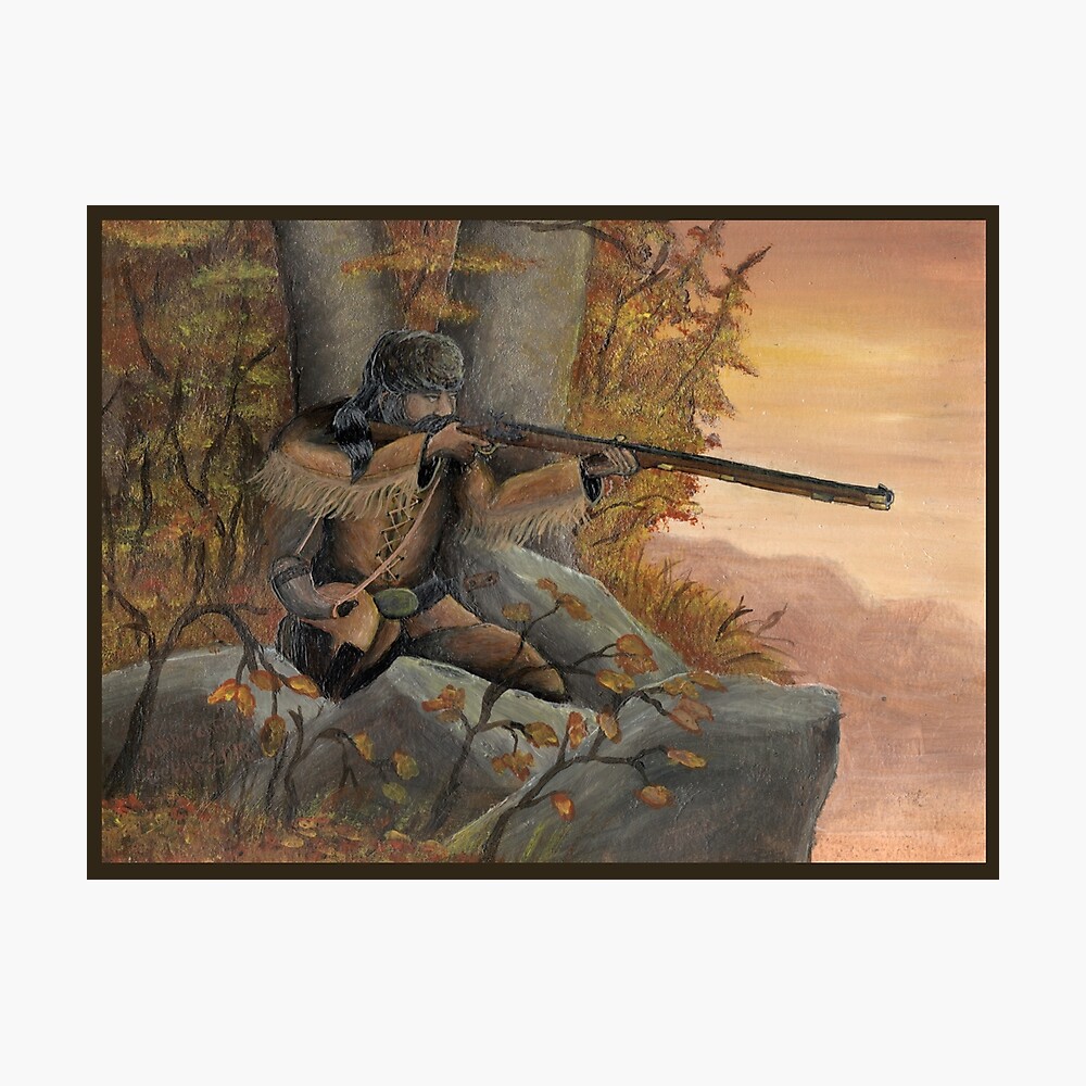 LARGE Original Mountain on sale Man Oil on Canvas Native American Garb Hunting Rifle