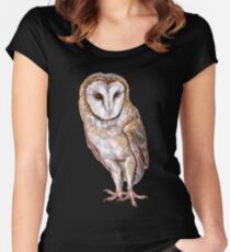 Barn owl drawing Women's Fitted Scoop T-Shirt