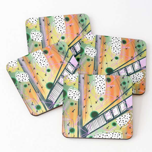 Item preview, Orange, green, and yellow fun and vibrant abstract digital design designed and sold by Lanie K Art.
