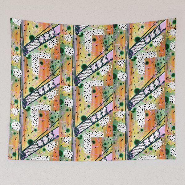 Item preview, Orange, green, and yellow fun and vibrant abstract digital design designed and sold by Lanie K Art.