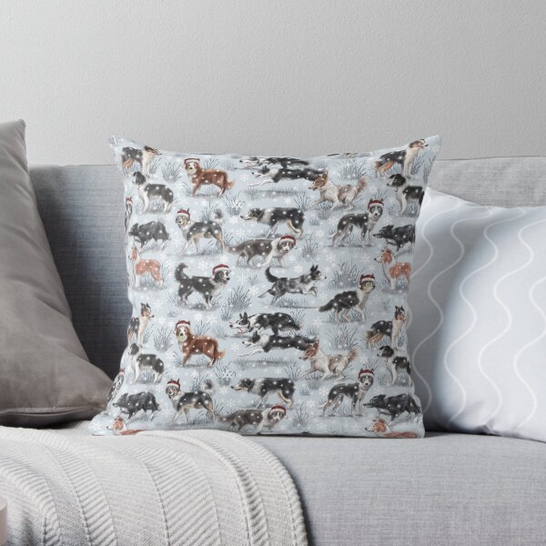 The Christmas Border Collie Throw Pillow
