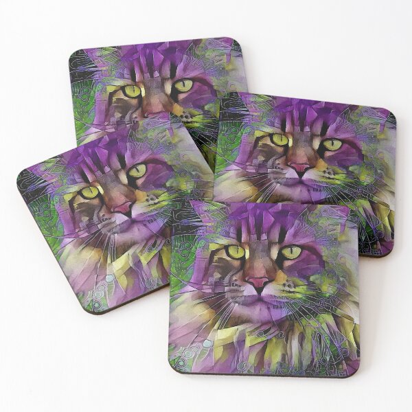 Item preview, Cat, chat, purple cat - Léa Roche paintings designed and sold by L. ROCHE.