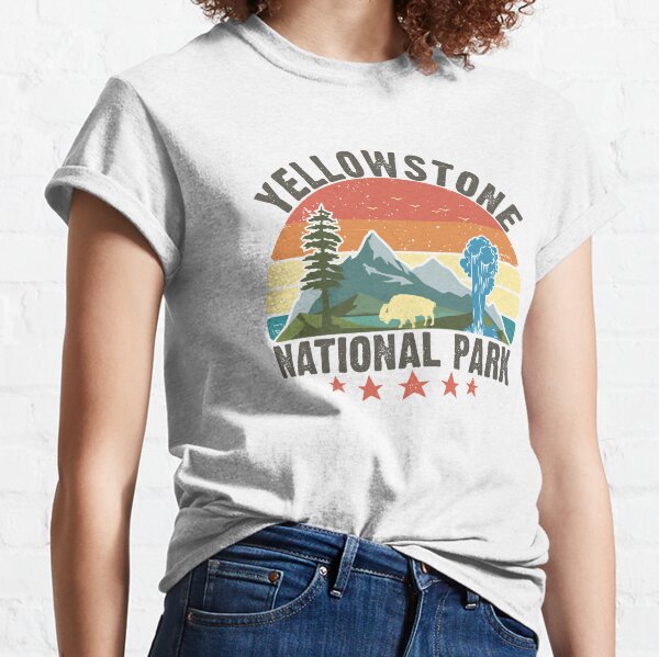 Yellowstone National Park Wyoming mountains landscape volcano geyser Classic T-Shirt