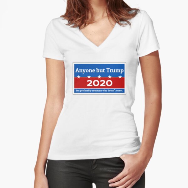 Anyone but Trump 2020 Fitted V-Neck T-Shirt