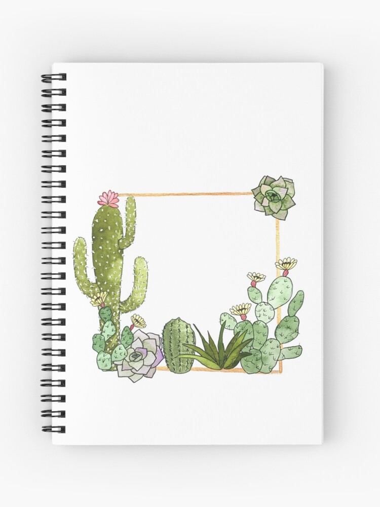 Cuaderno de espiral «Cactus y corona cuadrada suculenta» de oakandpebble |  Redbubble