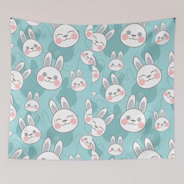 Item preview, Happy smiley rabbit patterns designed and sold by johnrk.