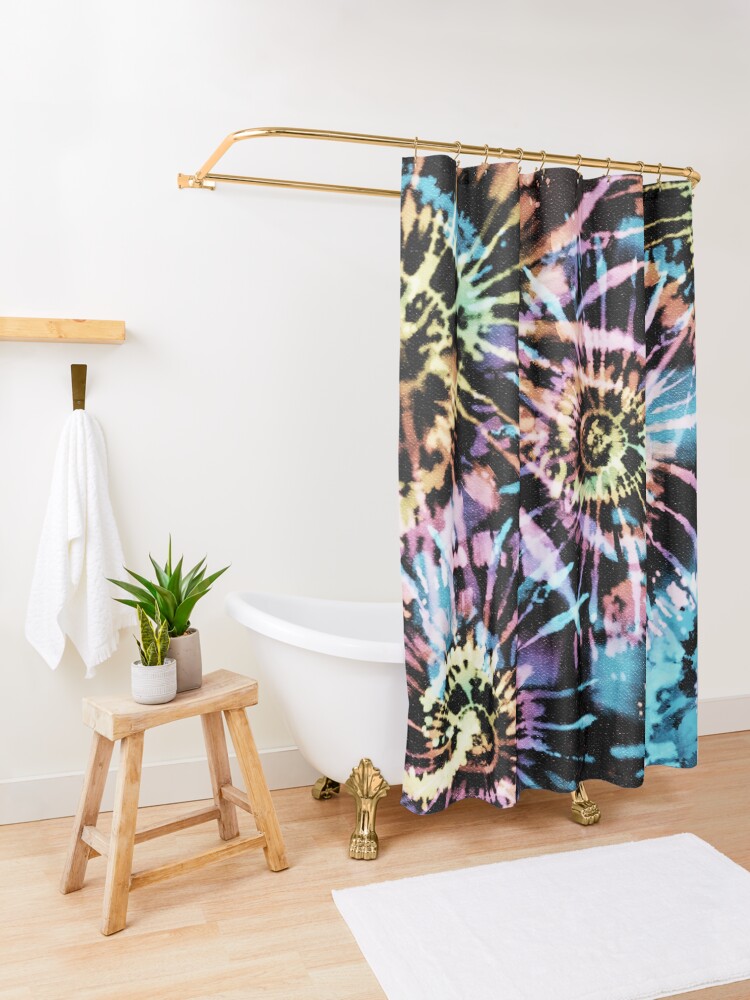 Alternate view of Rainbow Tie-Dye Blast Shower Curtain