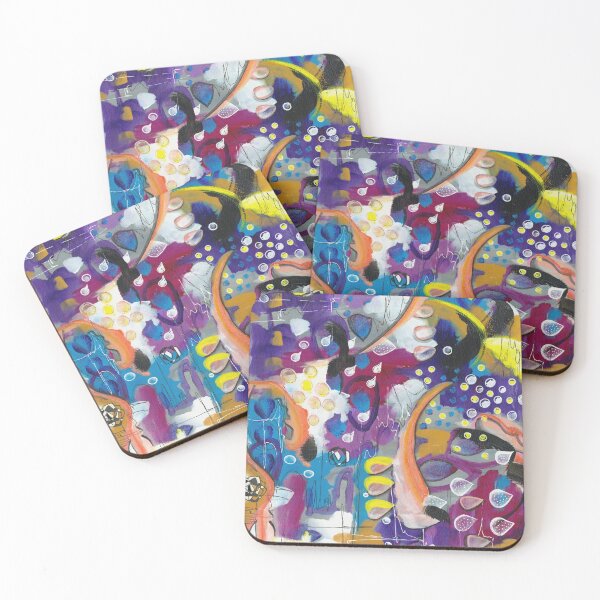 Item preview, Magenta, purple, orange, blue and yellow mixed media abstract design designed and sold by Lanie K Art.