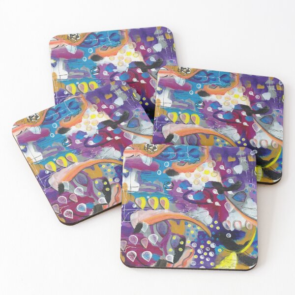 Item preview, Magenta, purple, orange, blue and yellow mixed media abstract design designed and sold by Lanie K Art.
