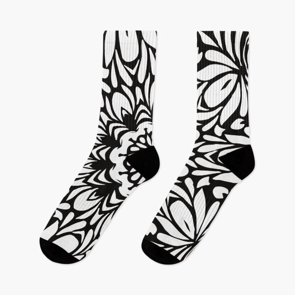 Item preview, Black & White Abstract Leafy Floral Mandala designed and sold by Mia Harper Design.