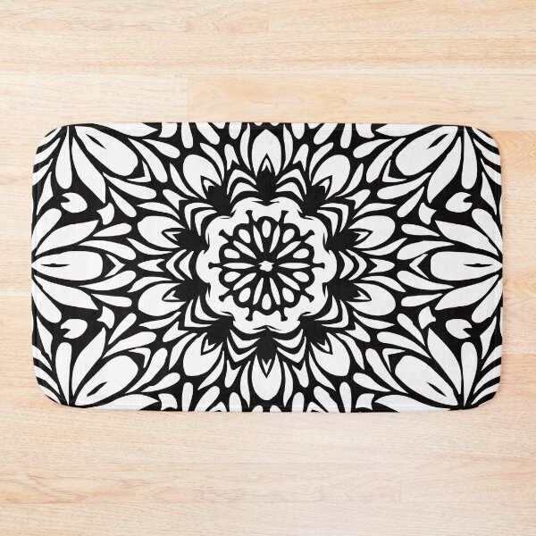Item preview, Black & White Abstract Leafy Floral Mandala designed and sold by Mia Harper Design.