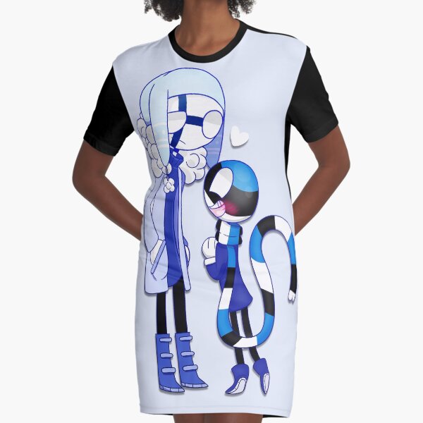 Countryhumans Finland x Estonia Graphic T-Shirt Dress