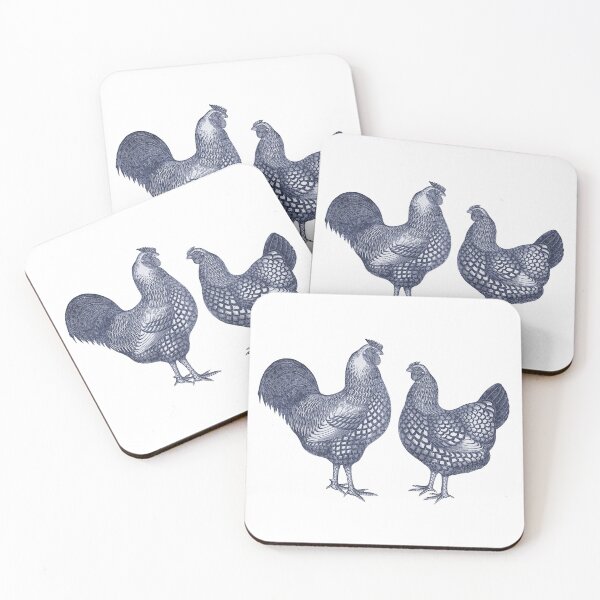 Item preview, Blue Wyandotte Chickens Hen and Rooster designed and sold by AntiqueImages.