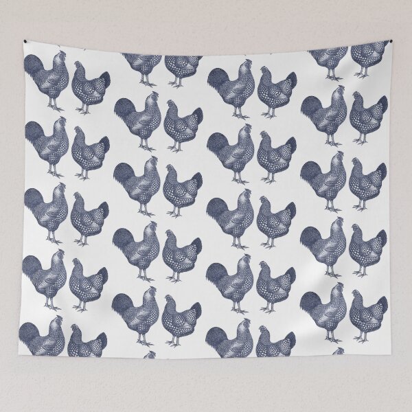 Item preview, Blue Wyandotte Chickens Hen and Rooster designed and sold by AntiqueImages.