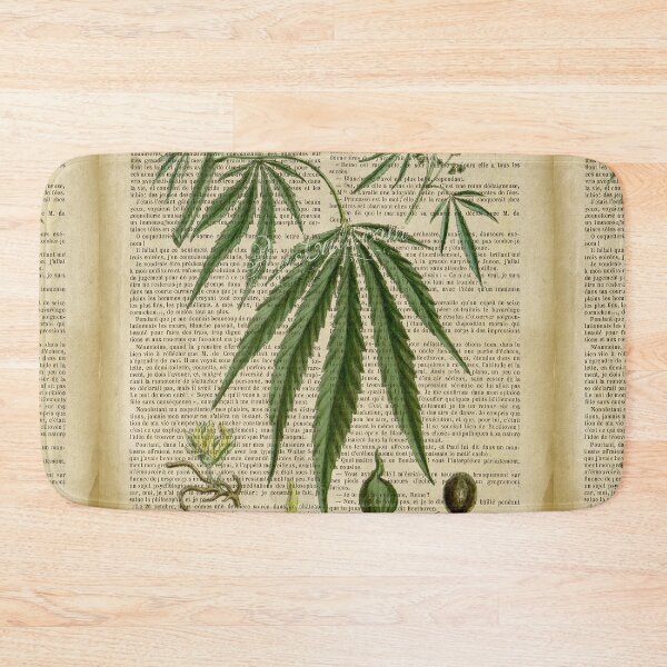 Item preview, Botanical print, on old book page - cannabis designed and sold by Art by Lilia.