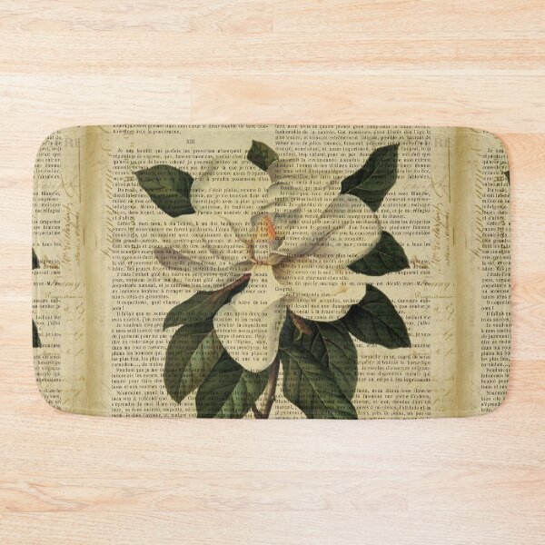 Item preview, Botanical print, on old book page - flowers- White magnolia designed and sold by Art by Lilia.