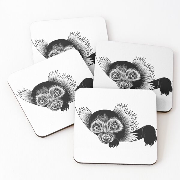 Item preview, Black and white ruffed lemur - ink illustration designed and sold by LorenDowding.