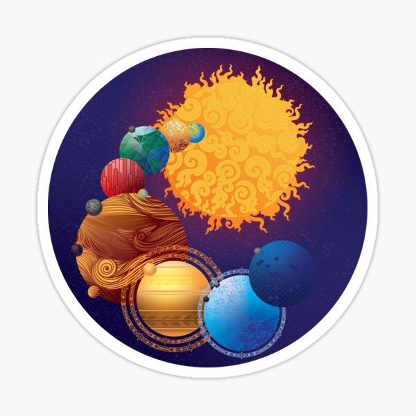 Solar System Circle Sticker