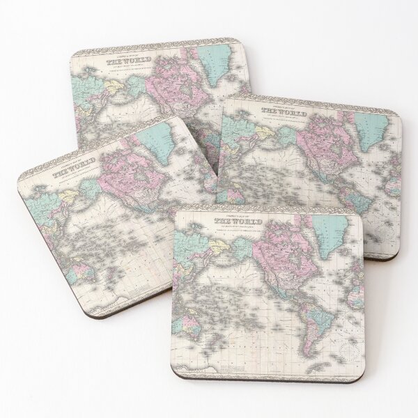 Item preview, 1855 Vintage World Map designed and sold by HoneymoonHotel.
