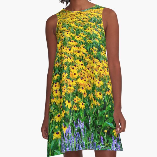 Black-eyed Susans And Lavender A-Line Dress