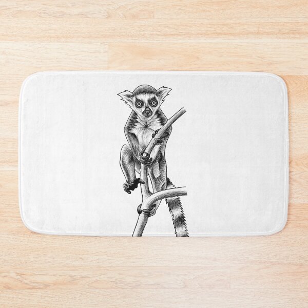 Item preview, Baby ring tailed lemur - ink illustration designed and sold by LorenDowding.