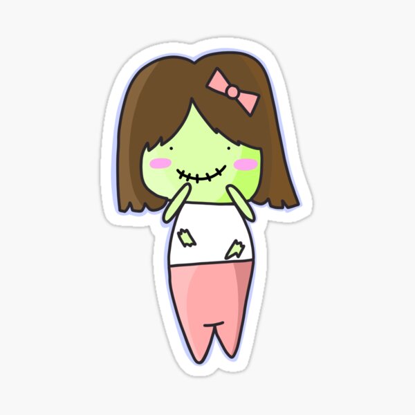 Zombie Girl Kawaii Halloween Sticker and Tote Sticker