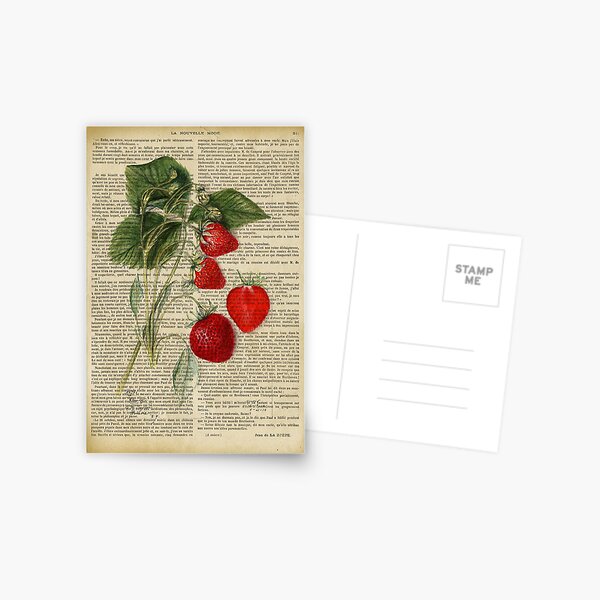 Item preview, Botanical print, on old book page - strawberry designed and sold by Art by Lilia.