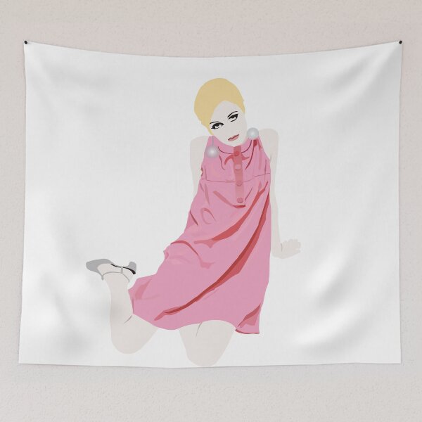 Item preview, Twiggy Sixties Fashion Model Illustration, Minimal Catwalk Art designed and sold by HoneymoonHotel.