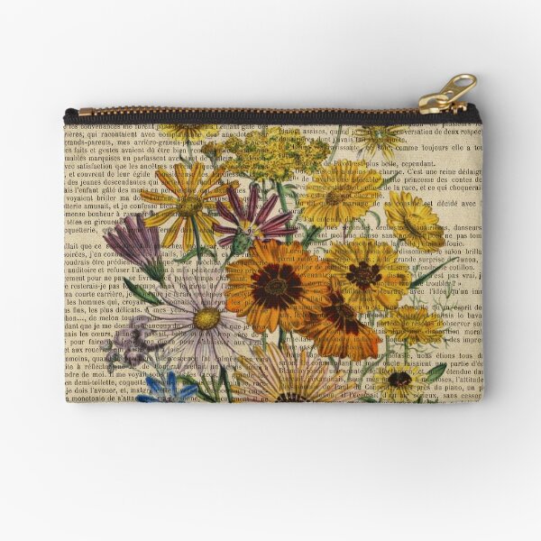 Item preview, Botanical print, on old book page - Garden flowers designed and sold by Art by Lilia.