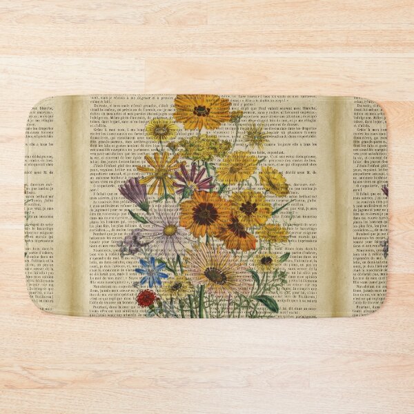 Item preview, Botanical print, on old book page - Garden flowers designed and sold by Art by Lilia.