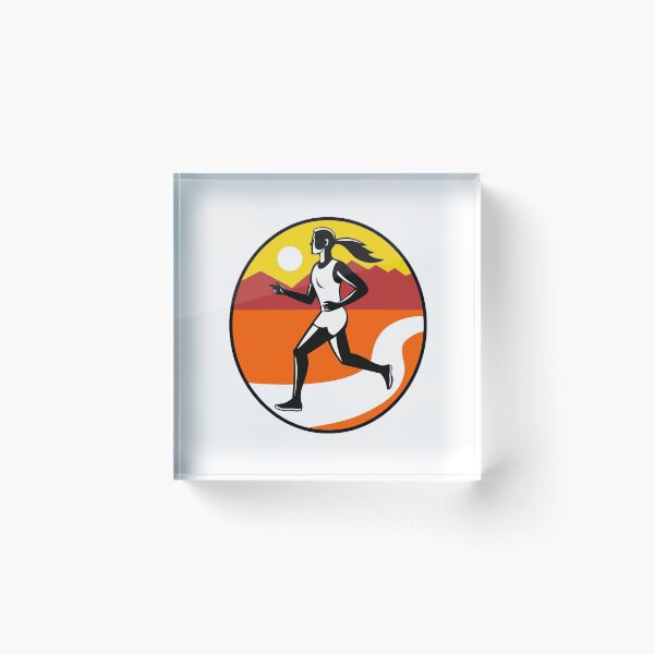 Item preview, Female Runner Mountains Oval Retro designed and sold by patrimonio.