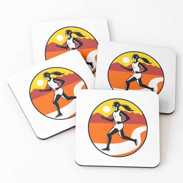 Item preview, Female Runner Mountains Oval Retro designed and sold by patrimonio.
