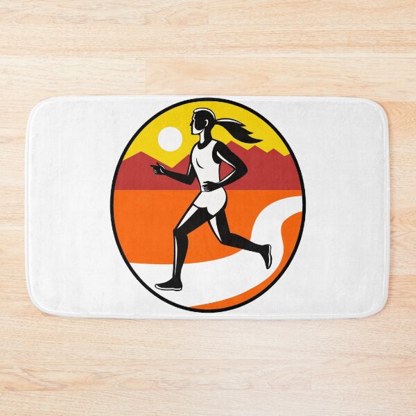 Item preview, Female Runner Mountains Oval Retro designed and sold by patrimonio.