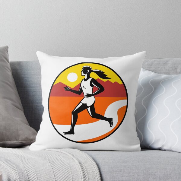 Item preview, Female Runner Mountains Oval Retro designed and sold by patrimonio.