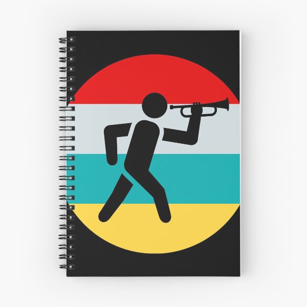 Item preview, Trumpet player in silhouette against colorful circle.    designed and sold by Midlife50.
