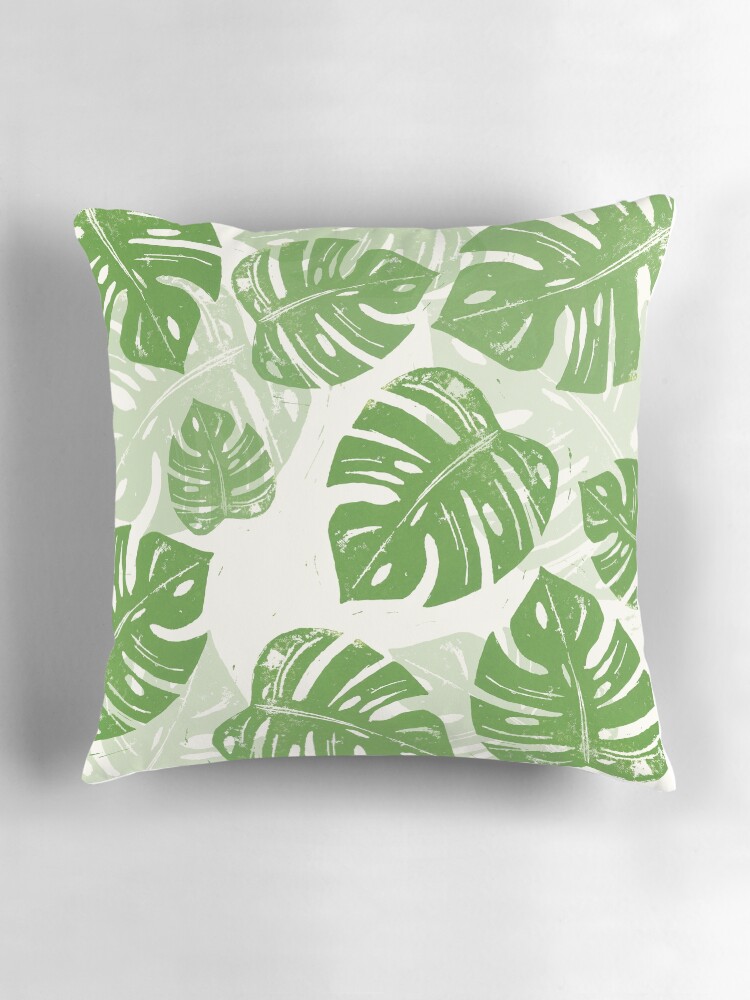 Thumbnail 3 of 4, Pillow, Linocut Leaf Pattern designed and sold by BiancaGreen.
