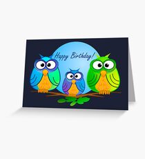 Happy birthday card with owls Greeting Card