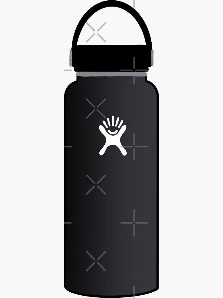 Black hydroflask with store stickers