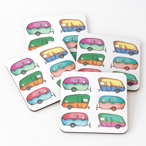 Item preview, colorful retro camper pattern designed and sold by daisydebby.