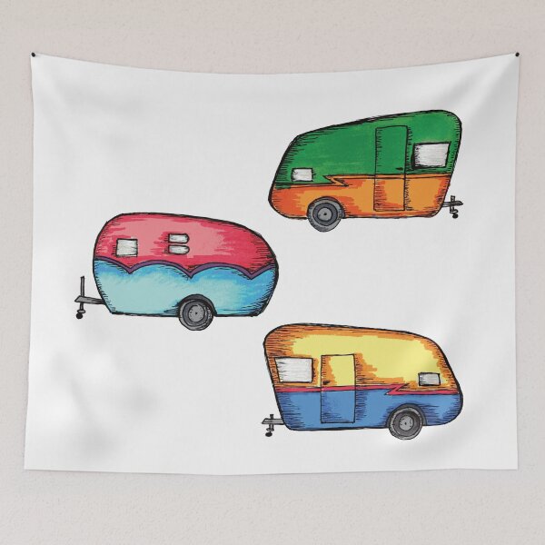 Item preview, colorful retro campers designed and sold by daisydebby.