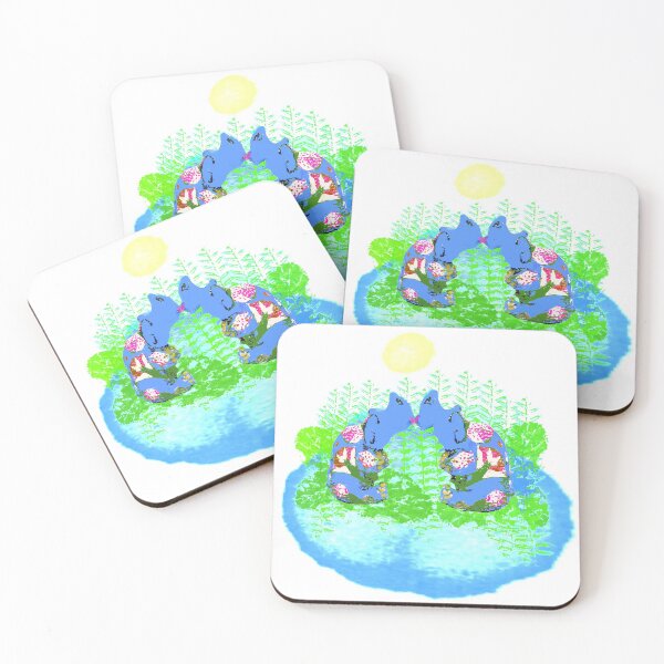 Item preview, Egyptian Blue Hippos - Love on the Nile designed and sold by Ginny Luttrell.