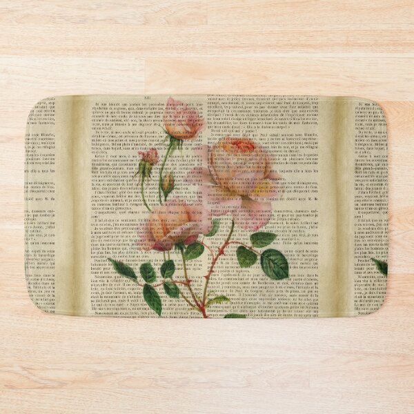Item preview, Botanical print, on old book page - Pink Roses designed and sold by Art by Lilia.