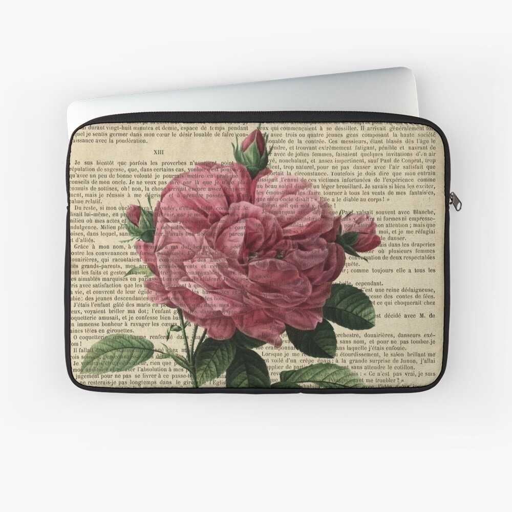 Botanical Print On Old Book Page Dusty Pink Roses Ipad Case Skin By Lldd11 Redbubble