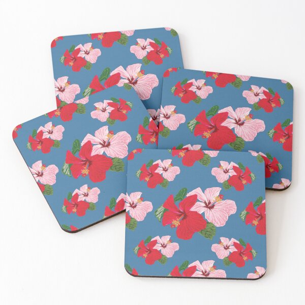Item preview, Tropical floral on Blue Background designed and sold by pugmom4.