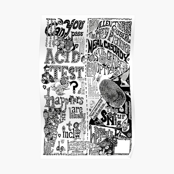 Can YOU Pass The ACID TEST??? Ken Kesey Grateful Dead Merry Pranksters LSD concert 60's Poster