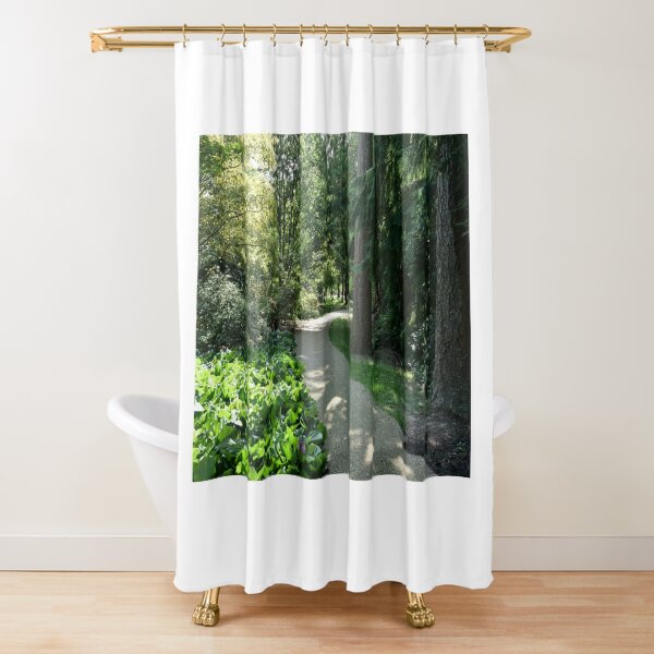 Garden path looks beautiful in sunlight Shower Curtain