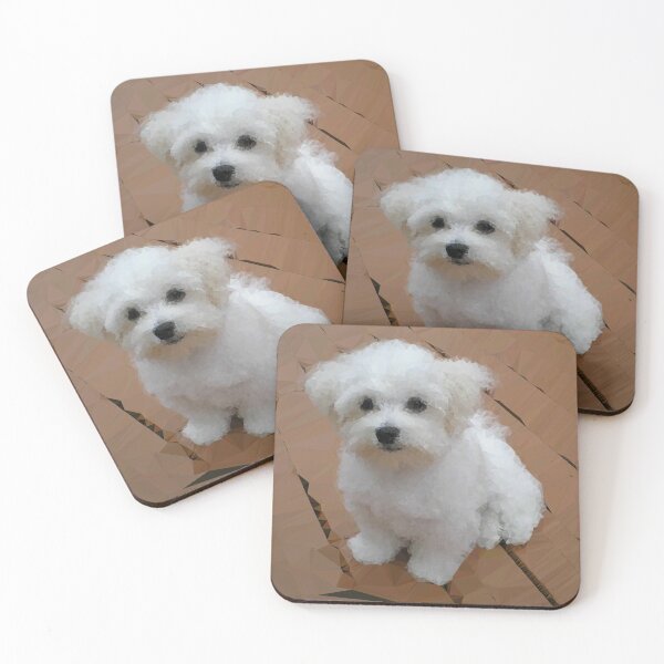 Item preview, Maltese Puppy Low Poly Geometric Triangles  designed and sold by Vicky Brago-Mitchell®.