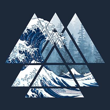Artwork thumbnail, The Great Sacred Geometry Triangles - Misty Forest Wave by maryedenoa